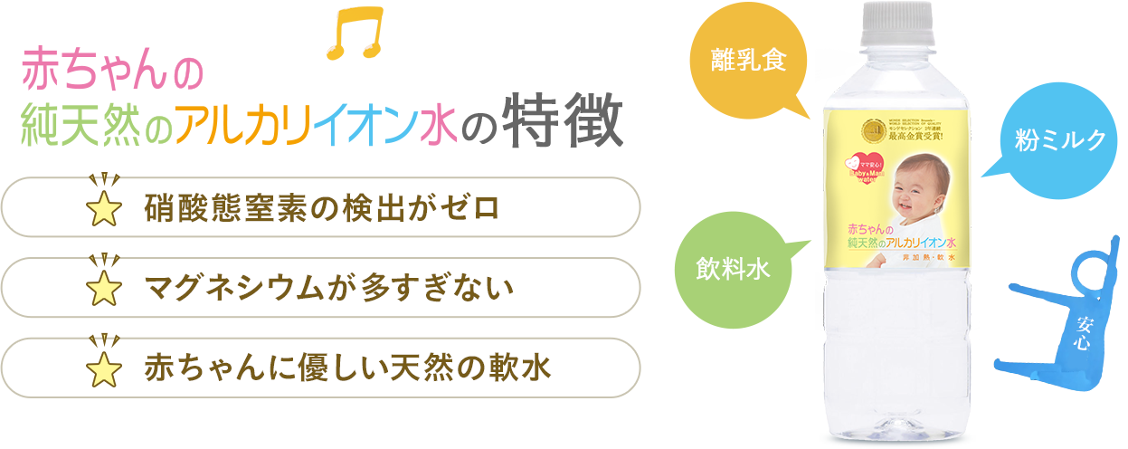 赤ちゃんの純天然のアルカリイオン水の特徴